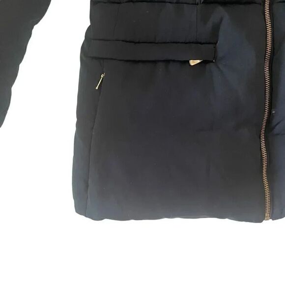 Zara Woman Black Coat Collared Long Sleeve Full Zip Parka Down Winter Jacket L - Picture 5 of 13